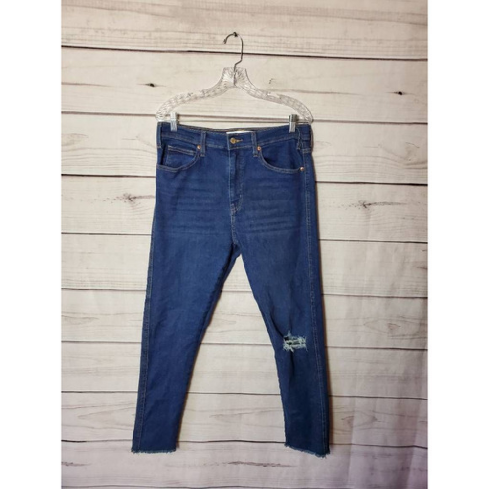 Signature Levis Womens Heritage Slim Skinny Jeans Blue Stretch Distressed 10